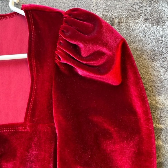 Reformation Lunar Velvet Dress In Crimson Size Small - Picture 6 of 10